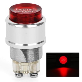 Jtron 12V 20A Racing Car Vehicle Engine Start Push Button Switch Ignition Starter,Momentary Start Switch Red LED Light,Off-(ON). (Red)