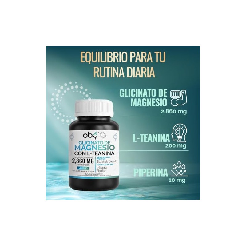 OBY Bisglicinato de Magnesio 2920 mg + L-Teanina 200 mg
