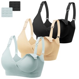 Angelhood 3 Pack Nursing Bras for Breastfeeding, Smooth Seamless Maternity Bras for Pregnancy, Nursing Sleep Bra