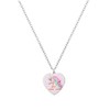 Initial Necklaces Heart Pendant Necklace, Silver Chain, Pink Heart Charm