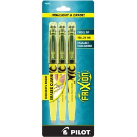 PILOT FriXion Light Erasable Highlighters Chisel Point Yellow Box of Six 3-pks 18 Pens total; Too Much, Uneven, or The Wrong Color Highlighted? No Need To Stress with America’s #1 Selling Pen Brand