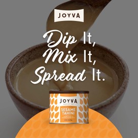 Joyva Sesame Tahini | Pack of 2, 15oz Tins | 100% Pure Roasted Sesame Seed Purée | Silky Smooth & Creamy | Mildly Nutty | All-Natural Superfood | Non-GMO, Gluten Free, Kosher & Vegan | Paleo & Keto Friendly