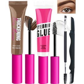 Kit De Gel Para Cejas Con Tinte Resistente Al Agua - Brunctte Gel Espesante Para Cejas Y Pegamento Fijador Transparente, Tinte Para Rellenar Cejas,...
