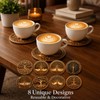 8PCS Wooden Coasters, Coaster Set with Tree Design for Home