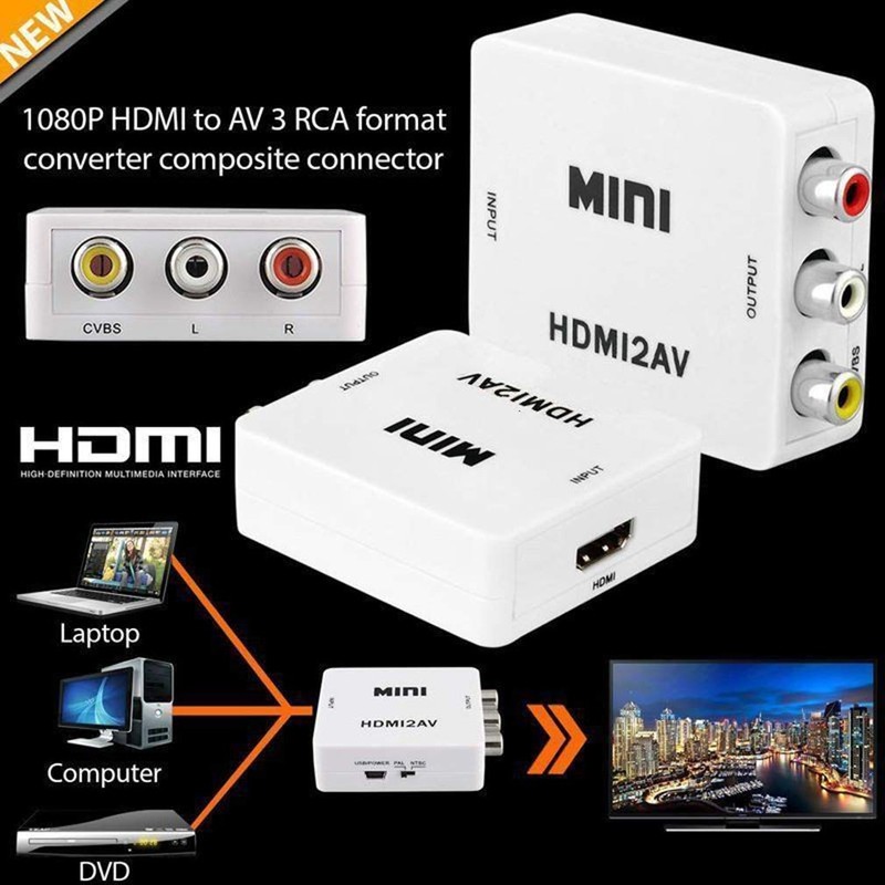 HDMI to RCA Composite Video Audio AV CVBS Adapter Converter