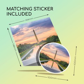 1 x Greeting Card & 10 cm Round Sticker Set - Washington Monument American History - Birthday Thank You Friend Lover Fan Mum Dad Kids #52409