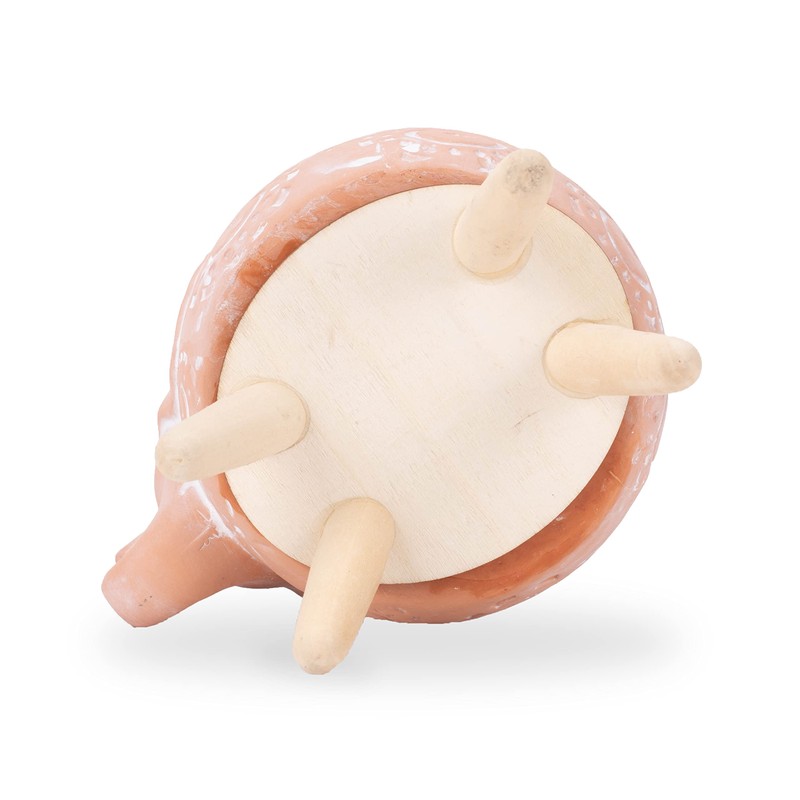 Napco Circles Elephant 7.25 Inch Tall Natural and White Ceramic
