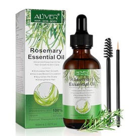 ALIVER Rosemary Oil for Hair and Scalp, Rosemary Oil for Hair, Stimulates Hair Growth and Hair Oil Against Hair Loss, 100% Natural Pure Rosemary Oil for Skin Care, Aromatherapy, 60 ml