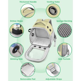 DBNESS Guinea Pig Carrier Backpack,Portable Rabbit Travel Carring Bag for Pet Bunny Sugar Chinchilla Gerbil Bearded Dragon Hamster Parrot Outgoing Pouch Case with Water Bottle Holder & Detachable Pad