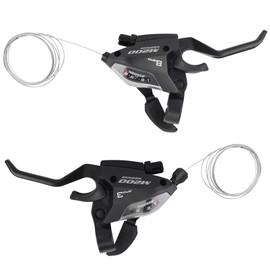 MEGHNA Bike Shifter Set 3 x 8 Speed Thumb Gear Shifters Left and Right Bike Shifter Grip Shifter 24 Speed for Mountain Bike Cruiser Bike Folding Bike