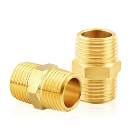 TAILONZ PNEUMATIC 1/2" BSP Male Pipe Hex Nipple, Brass Pipe Fitting（5Pcs）