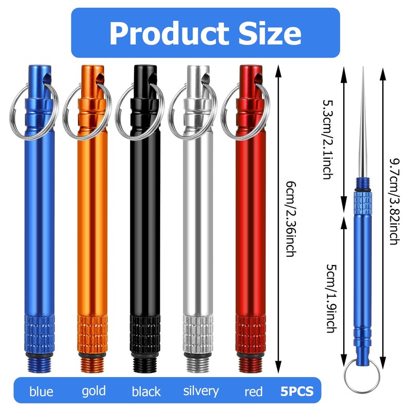 Metal Toothpicks, Pack of 5 Titanium Toothpicks, Reusable, Portable Toothpicks