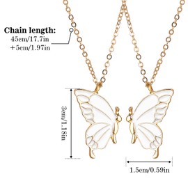 Lusofie Friendship Necklace, Pack of 2, Butterfly Necklace, Women's / Girls' Bff Necklace, Pendant Necklace, Jewellery for Birthday, Christmas Party, Zinc