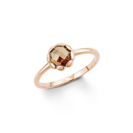 s. Oliver Women's Ring 925 Sterling Silver Partially Gold-Plated with Brown Zirconia Round Cut 539852 Rose-Gold
