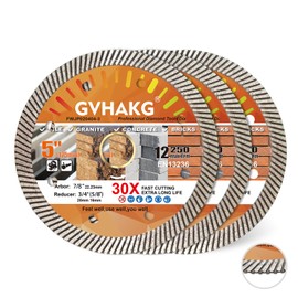 GVHAKG Diamond Cutting Disc, 125 mm, Turbo Thin Diamond Cutting Discs for Tiles, Granite, Marble, Concrete, Ceramic Brick, Diamond Disc for Angle Grinder (3 Pieces)