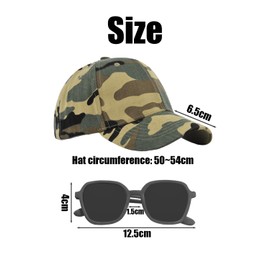 ZGDEIWGF 1 x Camouflage Peaked Cap, 1 Pair of Sunglasses, Children's Baseball Cap, Adjustable Back Buckle Hat, Summer Sun Hat Outdoor, Breathable Sports Hat, Camouflage