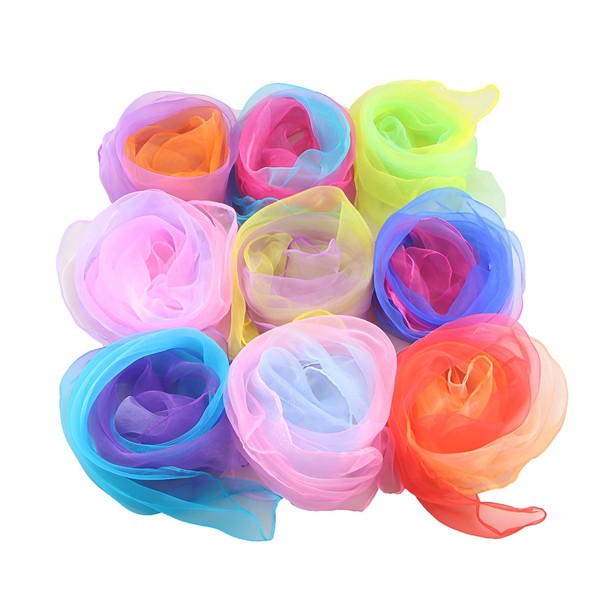 24-Piece Square Juggling Cloths Set, Colourful Chiffon Cloths, 60 x