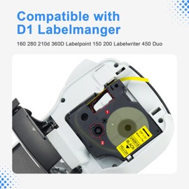 UniPlus 3x Compatible D1 9 mm Label Tape Replacement for D1 40918 S0720730 Black on Yellow for Dymo LabelWriter 450 Duo Turbo LabelPoint 150 250 LabelManager 160 210D 280 360D 500TS 110 120P