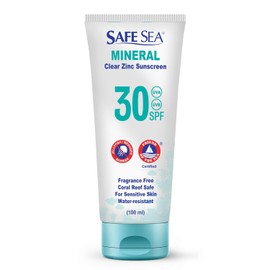 Safe Sea Zinc Oxide Sunscreen SPF30 | Clear Mineral Face Sunscreen Without Cast Iron | Anti Jellyfish Spike Protection Lotion | Coral Reef Proof | Travel Size - 100ml