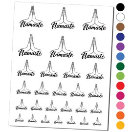 Namaste Palm of Hands Together Yoga Temporary Tattoo Water Resistant Fake Body Art Set Collection - Red (One Sheet)