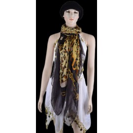 White Deer Women leopard dots chain animal patterned fashion Scarf luxurious touch