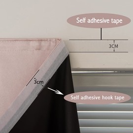 Jilron Autohesion Curtains for Windows,Bedroom Blackout Curtains for - Thermal Lnsulated Kitchen Room Darkening Black Small Drapes, (1 Panels,47Wx72L inch-Tender Pink)