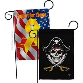 Ornament Collection Garden Flag Pack Coastal Pirate Ship Skull Treasure Map Carribean Jolly Blackbeard Jack Support Our Troops House Decoration Banner Small Yard Gift Double-Sided, Made in USA
