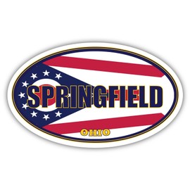 Springfield City Ohio State Flag | OH Flag Clark County Oval State Colors Bumper Sticker Car Decal 3x5 inches