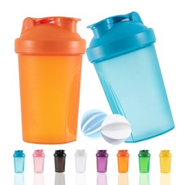 YAYAYOUNG Shaker Bottle Protein Shakes Cup and 13.5-Ounce/400ML Shaker Bottle with Whisk Balls, Protein Shaker Bottle Set, Free of BPA plastic (2PCS) (Blue+Orange)