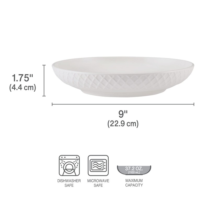 Mikasa Trellis Bone China 8-Inch Pasta Bowls Set of 4,