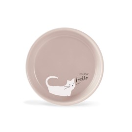 Fringe Studio "Whisker Cat Meow Small Stoneware Pet Bowl (478001),Blush