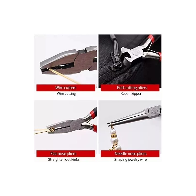 LOMETEB Juego 8 Pzs Mini Alicates Para Joyas Herramientas Abalorios