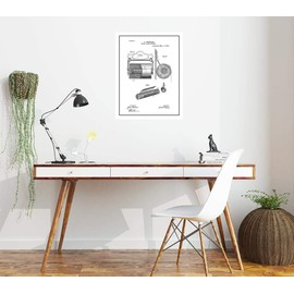 Toilet Paper Holder Patent Print Black Ink on White with Border (8.5" x 11") M13112