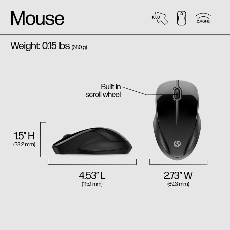 HP 250 Dual Mouse - for Computer or Laptop -