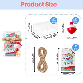 oyhqes 12 Sets Fishing Party Favors Candy Little Tackle Boxes with 12 Red White Floater Buoys & 12 Thank You Cards, Mini Tackle Boxes For Gone Fishing Party Theme Party Decorations