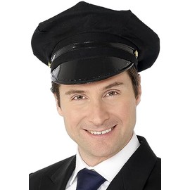 Smiffys Chauffeur Hat, Black , Icons & Idols Fancy Dress, Adult Dress Up Hats