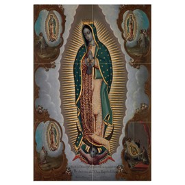 Tile Mural Virgin of Guadalupe with The Four Apparitions Pattern 1773 Year Kitchen Bathroom Shower Wall Backsplash Splashback 2x3 6" Ceramic, Glossy