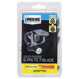 Reese Towpower 8536200 6-Pin to 7-Blade Trailer Adapter with Center Pin Brake, 1 Pack
