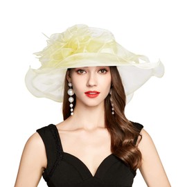 YIDINGCO Kentucky Derby Hats 2025 for Women wGirls Ladies, Cloche Fascinator Hats for Women Ladies, Organza Tea Party Wedding Bridal Church Hats Champagne