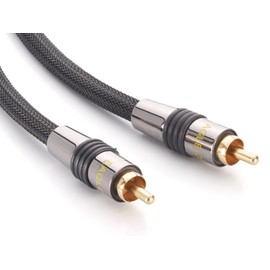 eagle cable by Inakustik – 100842050 – Deluxe Mono Subwoofer Cable | Powerful and Dynamic Sound, High Copper Content | 8.0 m in Black | Double Shielding - Full Metal Connector | with Braided Shield