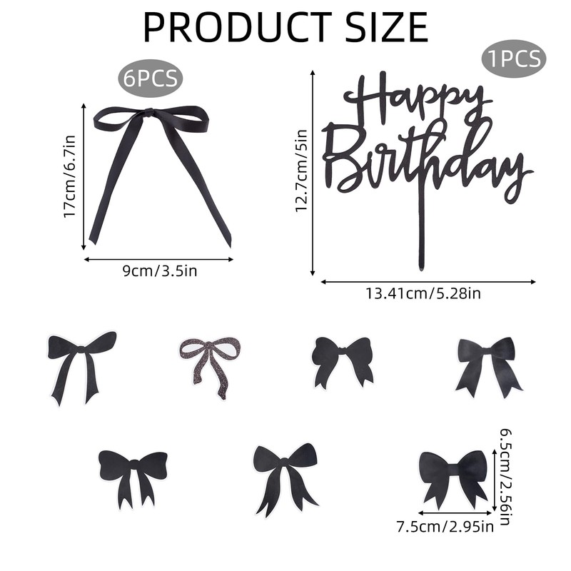 NICENEEDED 19 PCS Bow Cupcake Toppers, Birthday Bowknot Ribbons, Coquette