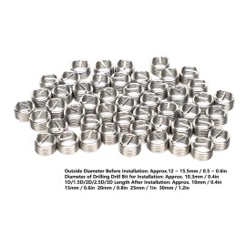 Generic Insertos Rosca 50 Piezas Tuerca Macho Hembra M10x1.25 1d