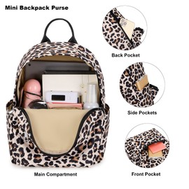 Xunteny Leopard Mini Backpack Women Girls, Small Backpack Purse for Adults Teens Kids School Travel