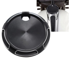 Unbranded Black CNC Cut Fuel Gas Tank Door Cover Cap For Harley Touring FLHX FLHT 2008-Up