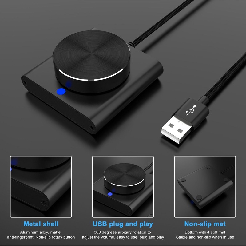 USB Volume Control Knob for PC, Mute or Pause Key,