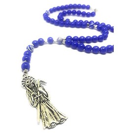 Acrylic Holy Death's Necklace, Rosary Style. Collar de la Santa Muerte de acrilico Estilo Rosario. Grim Reaper Y Style Necklace.