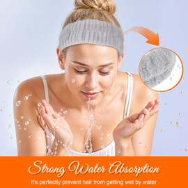 GEEHUA 2Pcs Spa Headband, Head Bands Mens Hair Band Makeup Headband for Washing Face Absorbent Elastic Skin Care Headband Wrap for Women Yoga Sports Shower Exercise