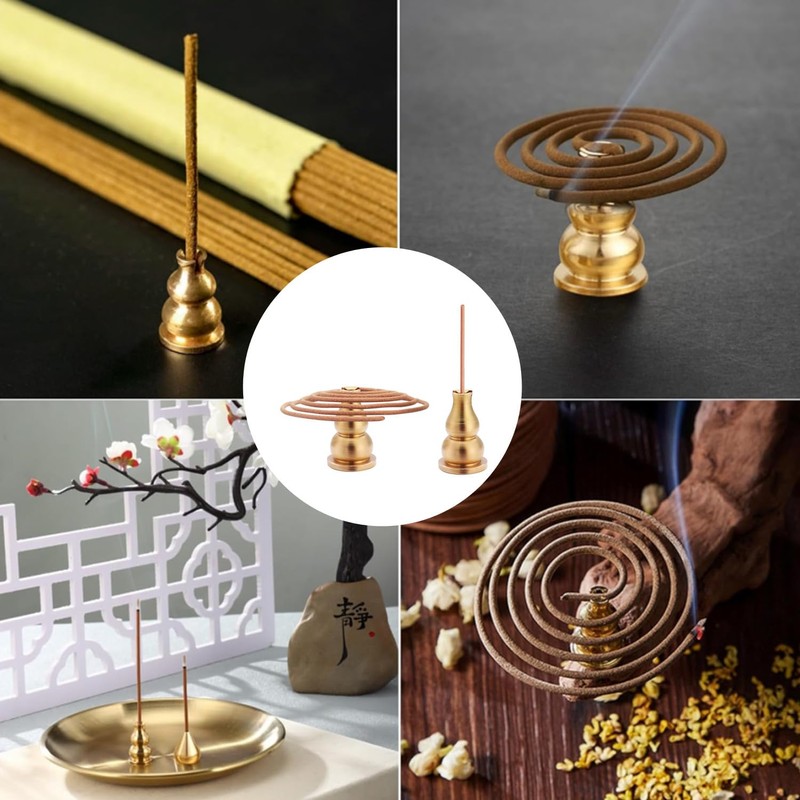 RUIENGCOMM 3Styles Coil Incense Holder Incense Cone Holder Brass Incense