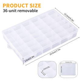 UOSIWYA Pack of 2 Sorting Boxes for Small Parts, Storage Box, 36 Compartments, Plastic Sorting Box with Lid, Small Parts Organiser for Beads, Screws, Crafts, Fishing Accessories, Seeds