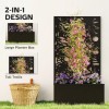 Metal Garden Bed with Trellis for Climbing Plants Freestanding Wall